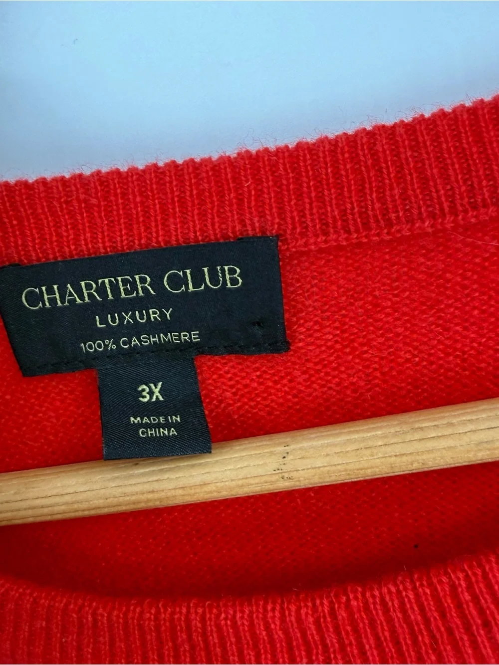 Charter Club Luxury 100% Cashmere Red Solid Knit CrewNeck Pullover Sweater 3X